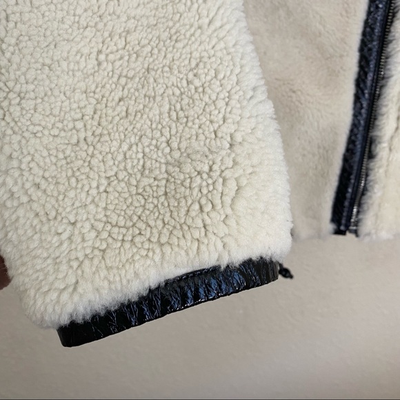 Belstaff Elmington Patent leather-trimmed shearling moto jacket black size 44 - Picture 8 of 16